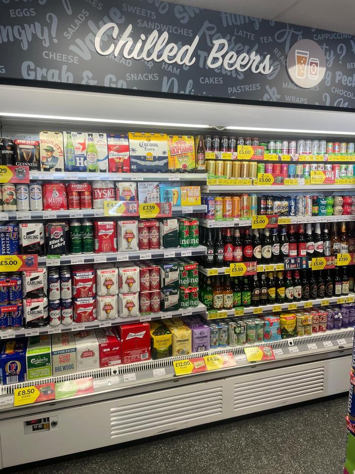 Chilled Beers section with beers and multipacks