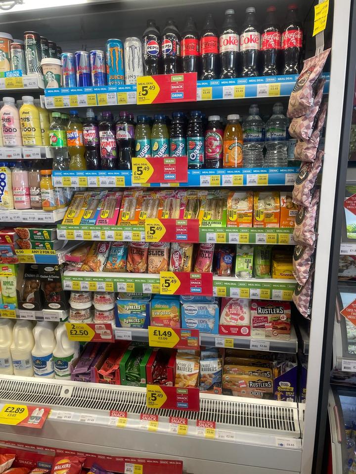 Chiller with milk, soft drinks and snacks