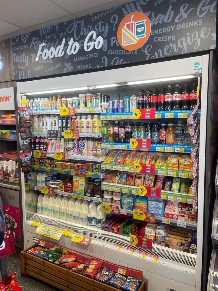 Food to Go chiller with drinks, sandwiches and snacks